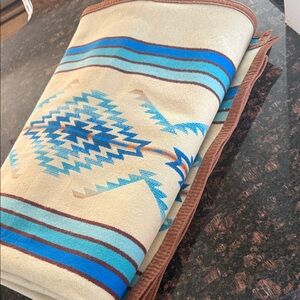Pendleton Beige and Blue Geometric Blanket